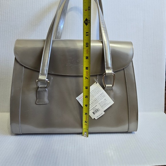 Beijo by Susan Handley Patent Satchel Shoulder Bag Champagne Taupe NWT $110.00 - Picture 7 of 12